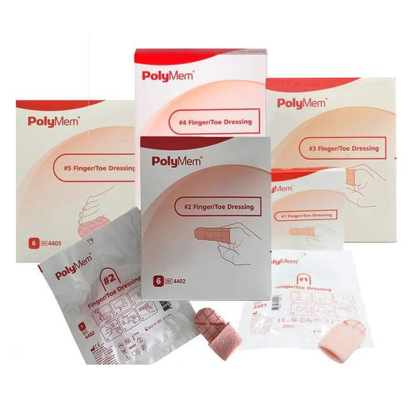 Ferris - Polymem - 4401 - Finger Toe Foam Dressing, 4 5 to 2-1 5 Inch Circumference Without Border Film Backing Nonadhesive Sterile 