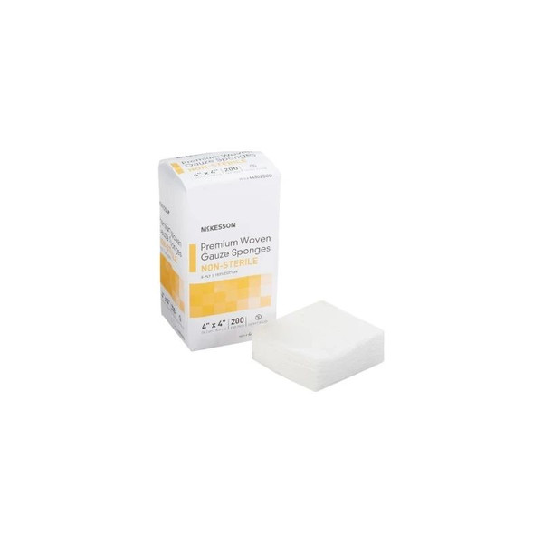Mckesson - 44802000 - Gauze Sponge 4 X Inch 200 Per Pack Nonsterile 8 - Ply Square - Case/4000
