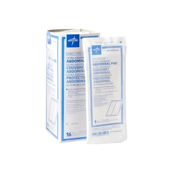 Medline - Caring - Prm21454 - Abdominal Pad 8 X 10 Inch 1 Pack Nonsterile Rectangle - Case/320