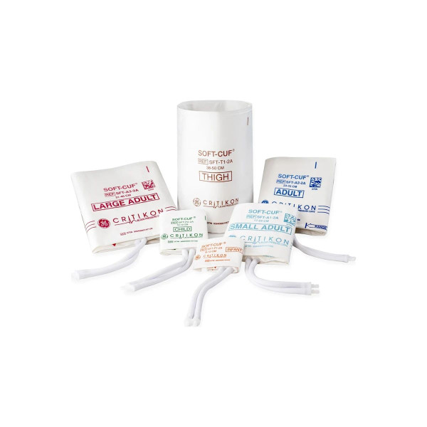 Ge Healthcare - Soft-Cuf - 002582 - Single Patient Use Blood Pressure Cuff 23 To 33 Cm Limb Cloth Fabric Adult Long - Box/5