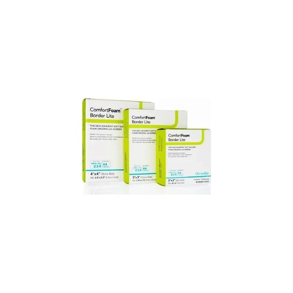 Dermarite - Comfortfoam Border Lite - 47220 - Thin Foam Dressing 2 X Inch With Waterproof Backing Silicone Adhesive Square Sterile - Each