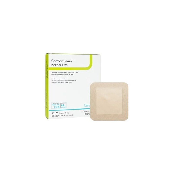 Dermarite - Comfortfoam Border Lite - 47330 - Thin Foam Dressing 3 X Inch With Waterproof Backing Silicone Adhesive Square Sterile - Each