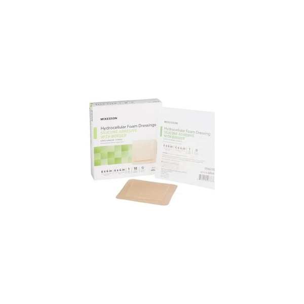 Mckesson - 4844 - Foam Dressing 6 X Inch With Border Film Backing Silicone Gel Adhesive Square Sterile - Box/10