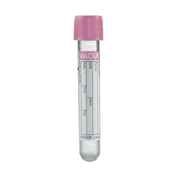 Greiner Bio-One - Vacuette - 454209 - Venous Blood Collection Tube K2 EDTA Additive 13 X 75 Mm 4 Ml Lavender Black Ring Pull Cap Polyethylene Terephthalate 