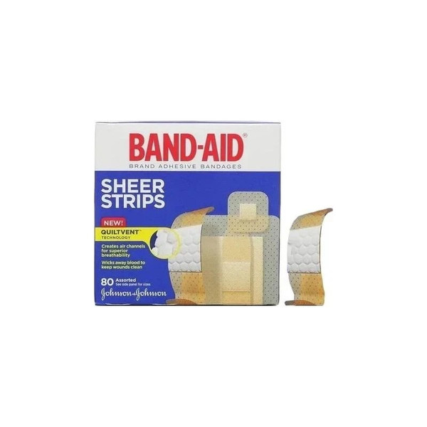 Kenvue Brands Ll - Band-Aid - 117134 - Sheer Strip Adhesive Bandage, Assorted 80 Count - Box/80