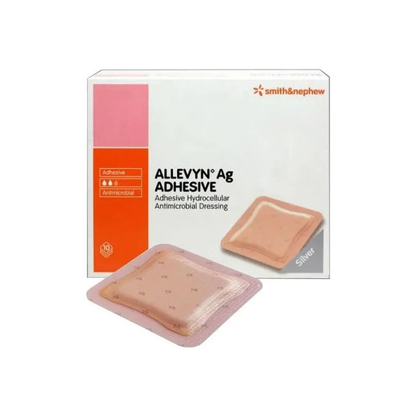 Smith & Nephew - 66020976 - Allevyn Ag Adhesive Absorbent Silver Barrier Hydrocellular Dressing 7" L X W Square With Foam Core, Profiled Edges, Highly - Box/10