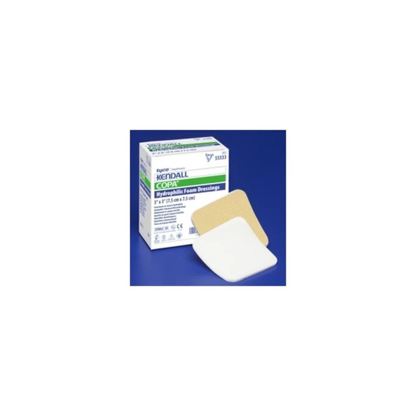 Cardinal Health - Kendall - 55535P - Foam Plus Dressing 3 - 1/2 X Inch Without Border Polyurethane Backing Nonadhesive Fenestrated Rectangle Sterile - Case/50