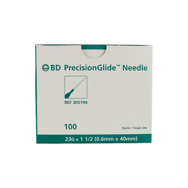 Bd Becton Dickinson - 305194 - Thin Wall Regular Bevel Needle 23G X 1 - 1/2" (100 Count) - Box/100