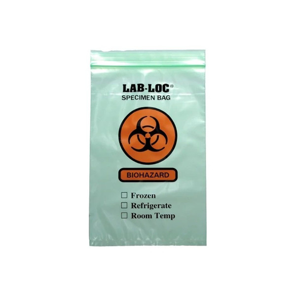 Elkay Plastics - Lab-Loc - Lab20609Gr - Specimen Transport Bag With Document Pouch 6 X 9 Inch Zip Closure Biohazard Symbol / Storage Instructions Nonsterile - Case/10