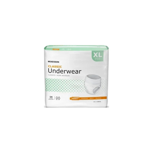 Mckesson - Classic - Uwexl - Unisex Adult Absorbent Underwear Pull On With Tear Away Seams X - Large Disposable Light Absorbency - Case/4