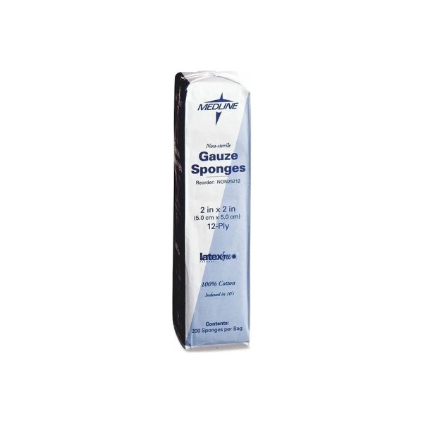 Medline - Non25212 - Industries Usp Type Vii Nonsterile Gauze Sponge 2" L X W, 12 - Ply, Woven, Latex - Free - Package/200