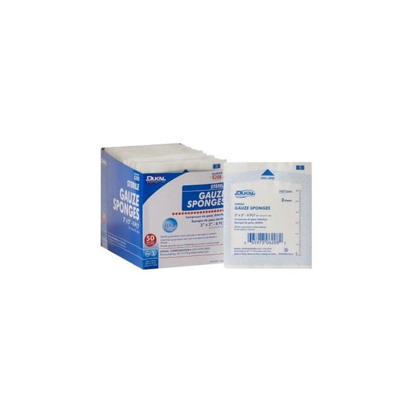 Dukal - 6208 - Gauze Sponge 2 X Inch Per Pack Sterile 8 - Ply Square - Box/100