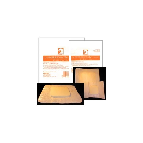 Gentell - Gen-14400C - Foam Dressing Bordered 4 X Inch With Border Waterproof Backing Adhesive Square Sterile - Case/50