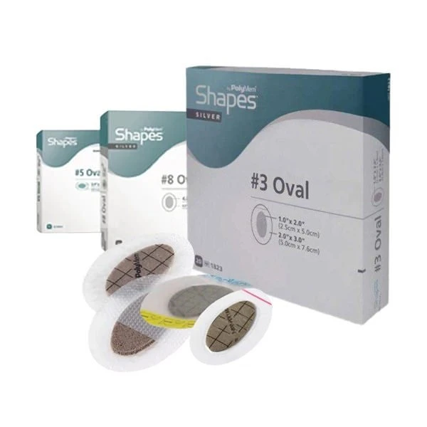 Ferris - Polymem Shapes - 1853 - Silver Foam Dressing 3-1/2 X 5 Inch Oval Sterile - Box/15