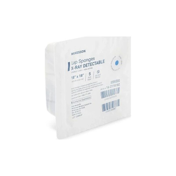 Mckesson - 16-2118182 - Surgical Laparotomy Sponge X - Ray Detectable Cotton 18 Inch 5 Count Hard Pack Sterile - Case/100