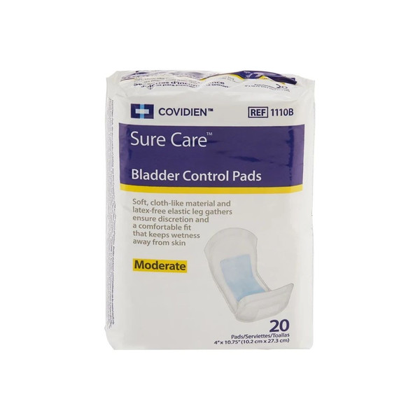 Cardinal Health - Sure Care - 1110B - Bladder Control Pad 4 X 10 - 3/4 Inch Moderate Absorbency Polymer Core One Size Fits Most - Bag/20