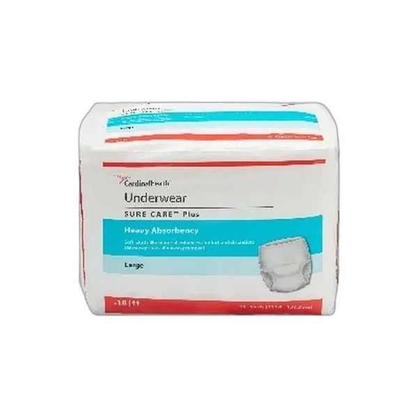 Cardinal Health - Sure Care - 1615A - Plus Unisex Adult Absorbent Underwear Pull On With Tear Away Seams Large Disposable Heavy Absorbency - Bag/18