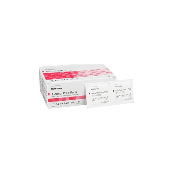 Mckesson - 58-204 - Alcohol Prep Pad 70% Strength Isopropyl Individual Packet Medium Sterile - Box/200