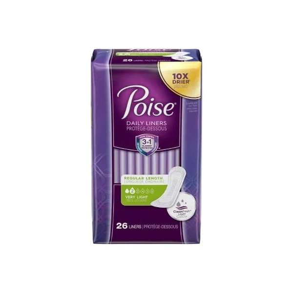 Kimberly Clark - Poise - 19305 - Bladder Control Pad 7 - 1/2 Inch Length Light Absorbency Sodium Polyacrylate Core One Size Fits Most - Package/26