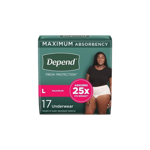 Kimberly Clark - Depend Fit-Flex - 48124 - Female Adult Absorbent Underwear Pull On With Tear Away Seams Large Disposable Heavy Absorbency - Case/34