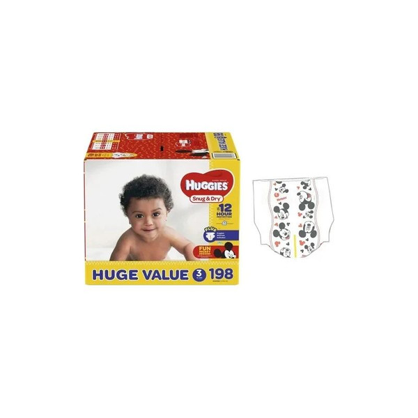 Kimberly Clark - Wypall - 49900 - Huggies Snug And Dry Diapers Size 3, 16 - 28 Lb (7 - 13 Kg), Huge Pack 198 Total Count. - Case/198