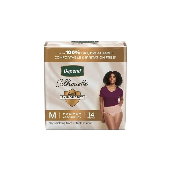 Kimberly Clark - Kleenex - 55418 - Depend Silhouette Max Absorb Women S Underwear, Pink, Female Medium 
