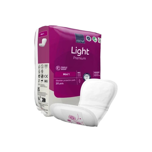 Abena - 1000017156 - Light Mini Plus Bladder Control Pad 11 Inch Length Absorbency Fluff / Polymer Core One Size Fits Most - Case/256
