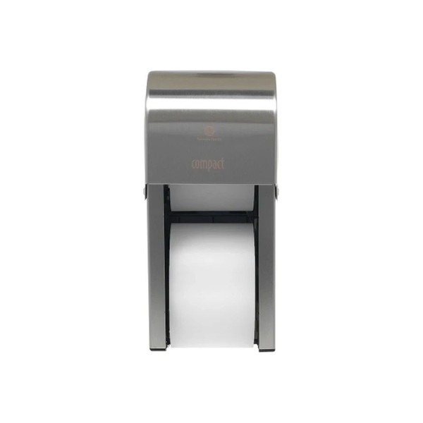Georgia Pacific - Compact - 56782 - Toilet Tissue Dispenser Silver Stainless Steel Manual 2 Rolls Vertical Mount - Case/1