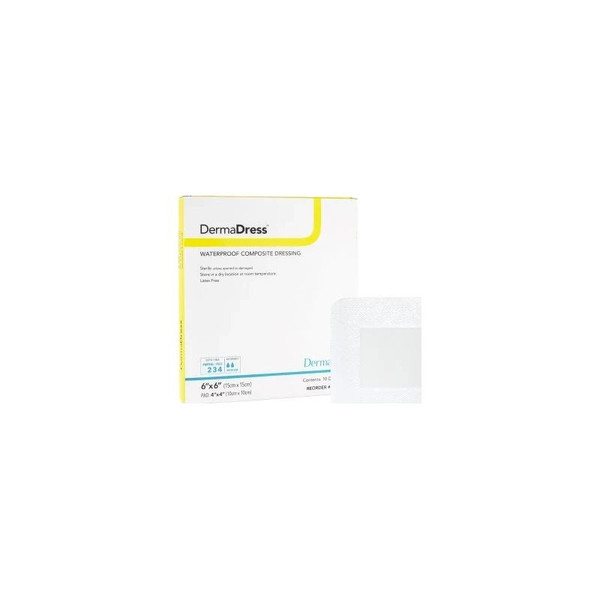 Dermarite - Dermadress - 00277E - Composite Dressing 6 X Inch Square Sterile Waterproof Film Backing - Each