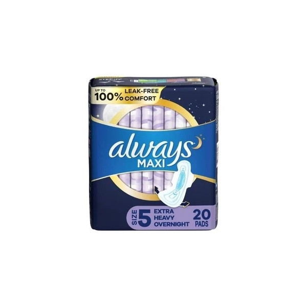Procter & Gamble - Always - 03700017902 - Maxi Feminine Pad With Wings Overnight Absorbency - Package/20
