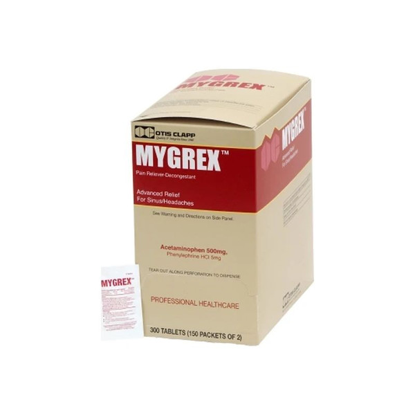 Medique Products - Mygrex - 1615509 - Cold And Sinus Relief 500 Mg - 5 Strength Tablet 300 Per - Box/1