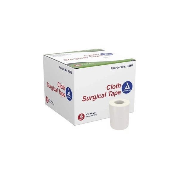 Dynarex - 3564 - Medical Tape White 3 Inch X 10 Yard Cloth Nonsterile - Case/48