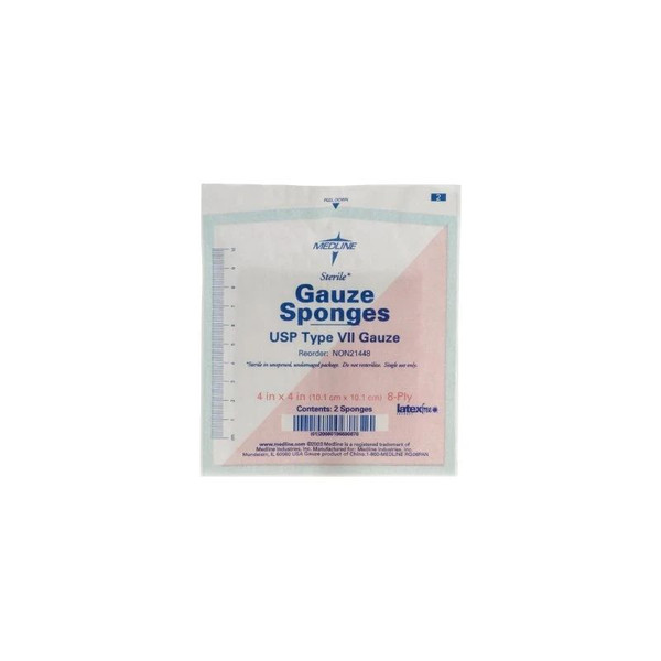 Medline - Answer - Non21448 - Gauze Sponge 4 X Inch 2 Per Pack Sterile 8 - Ply Square - Box/50