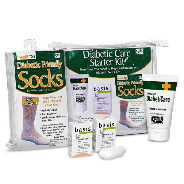 Salk - Healthdri - Dskt1013 - Diabetic Care Starter Kit, Foot Cream, Sensitive Skin Bar Soap, Socks 10 - 13 - Each