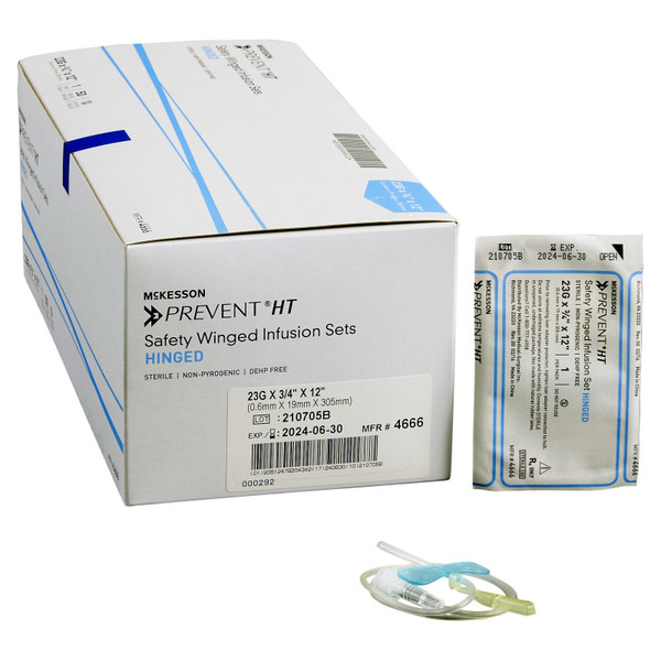 Mckesson - Prevent - 4666 - Infusion Set, Safety Winged 23Gx3 4 12 Tubing 