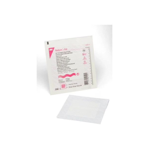 3M - Solventum Corp. - 3568 - Corp - Medipore +Pad Soft Cloth Adhesive Dressing, 6" X - Box/25