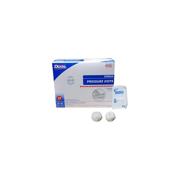 Dukal - 9550 - Gauze Pressure Dot 1 Inch Per Pouch Sterile Ply Sphere - Case/500