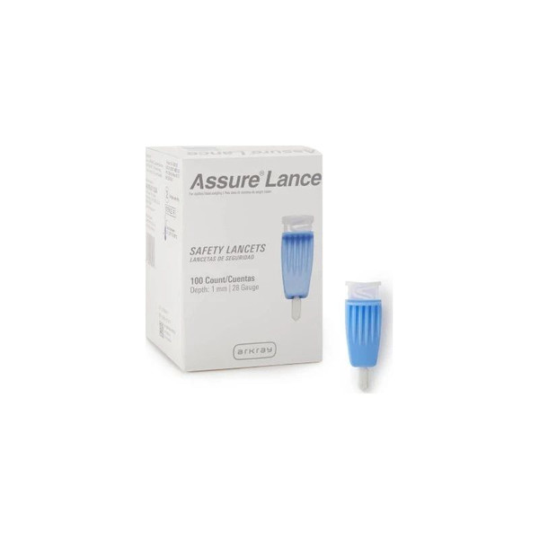 Arkray - Assure - 980128 - Usa - Safety Lancet 28 Gauge Protective Cap Push Button Activation Finger - Case/4800
