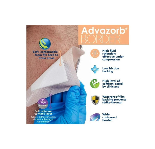 Medi - Cr4199 - Advazorb Border Lite W/Sil 5X5 St - Box/10
