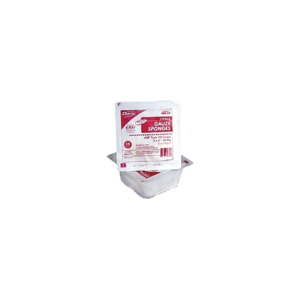 Dukal - 416-2X - Gauze Sponge, 4" X Ray Detectable, Sterile Tray, 16 - Ply - Case/128