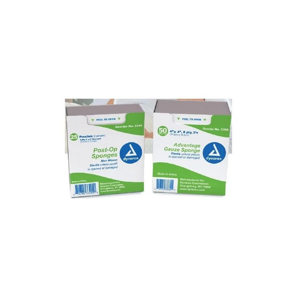 Dynarex - 3349 - Nonwoven Sponge 4 X Inch 2 Per Pack Sterile Ply Square - Case/600