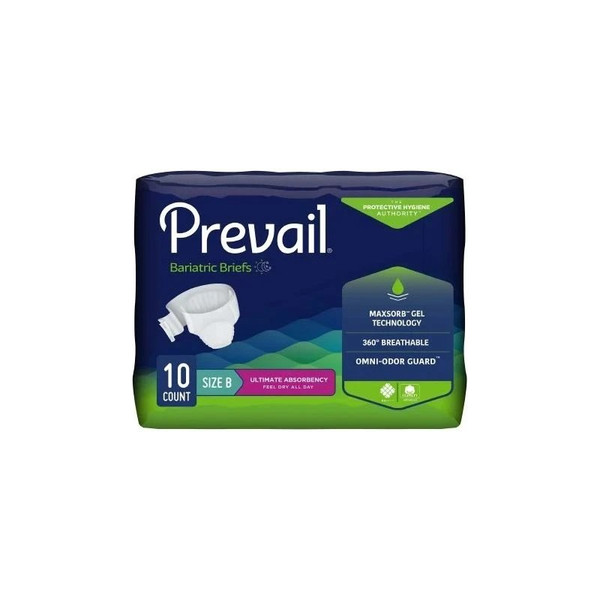 First Quality - Prevail Bariatric - Pv-094 - Unisex Adult Incontinence Brief Size B Disposable Heavy Absorbency - Package/10