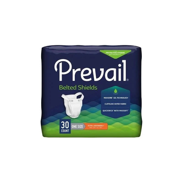 First Quality - Prevail Belted Shields - PV-324 - Unisex Adult Incontinence Undergarment One Size Fits Most Disposable Light Absorbency 