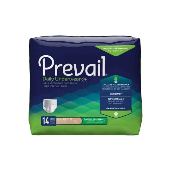 First Quality - Prevail - PVS-514 - Unisex Adult Absorbent Underwear Pull On With Tear Away Seams X-Large Disposable Heavy Absorbency 