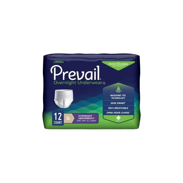 First Quality - Prevail Overnight - Pvx-514 - Unisex Adult Absorbent Underwear Pull On With Tear Away Seams X - Large Disposable Heavy Absorbency - Case/48