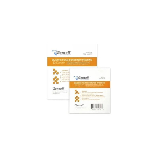 Gentell - Gen-14844 - Bordered Foam Ag Dressing, 4" X - Box/10