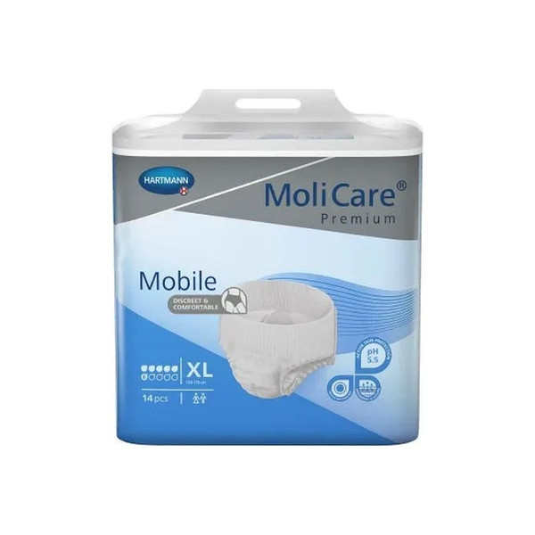 Hartmann - Molicare - 915834 - Premium Mobile 6D Unisex Adult Absorbent Underwear Pull On With Tear Away Seams X - Large Disposable Moderate Absorbency - Case/56