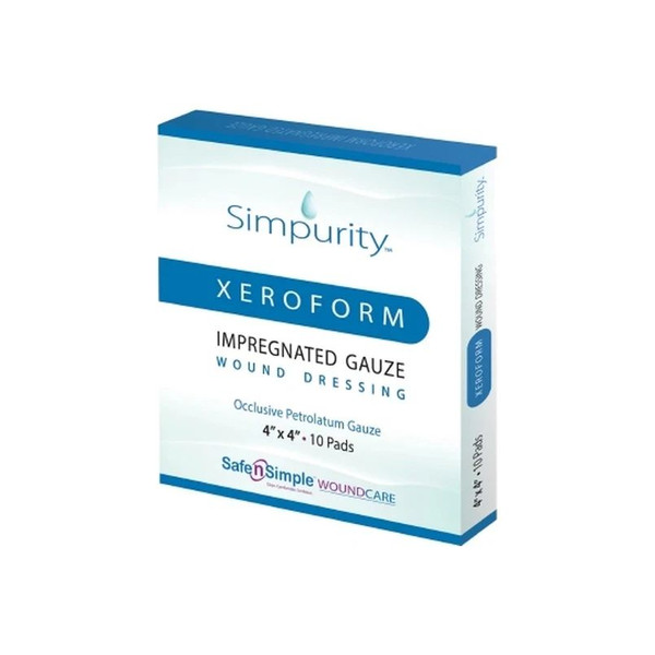 Safe N Simple - Sns58844 - Simpurity Xeroform Petrolatum Impregnated Gauze Wound Dressing, 4" X - Box/10