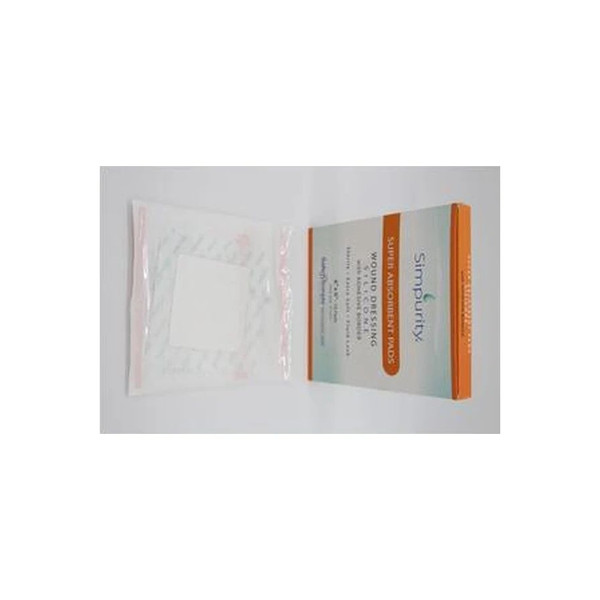 Safe N Simple - Sns59144 - Simpurity Super Absorbent Pad With Silicone And Border, Size 4" X 4", 6" Overall - Box/10