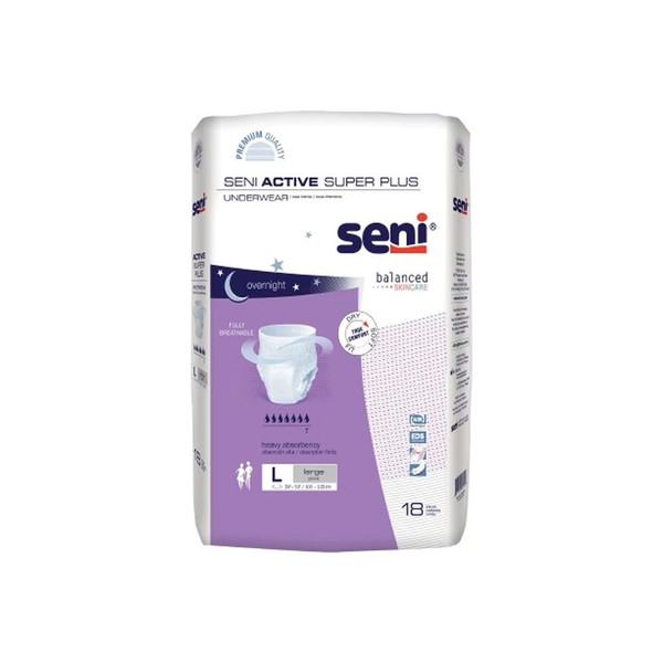 Tzmo - Seni Active Super Plus - S-La18-Ap1 - Unisex Adult Absorbent Underwear Pull On With Tear Away Seams Large Disposable Heavy Absorbency - Case/72